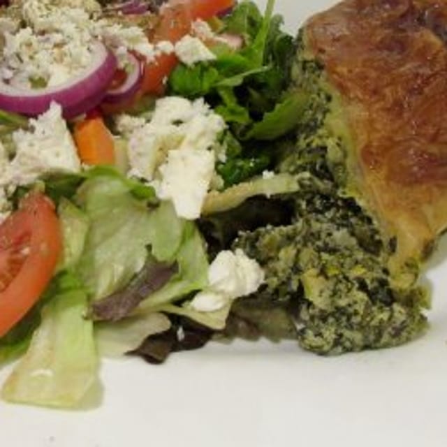 Spanakopita with a Side Greek Salad.