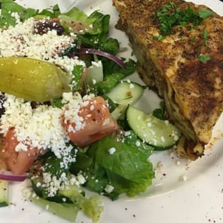 Moussaka with a Side Greek Salad
