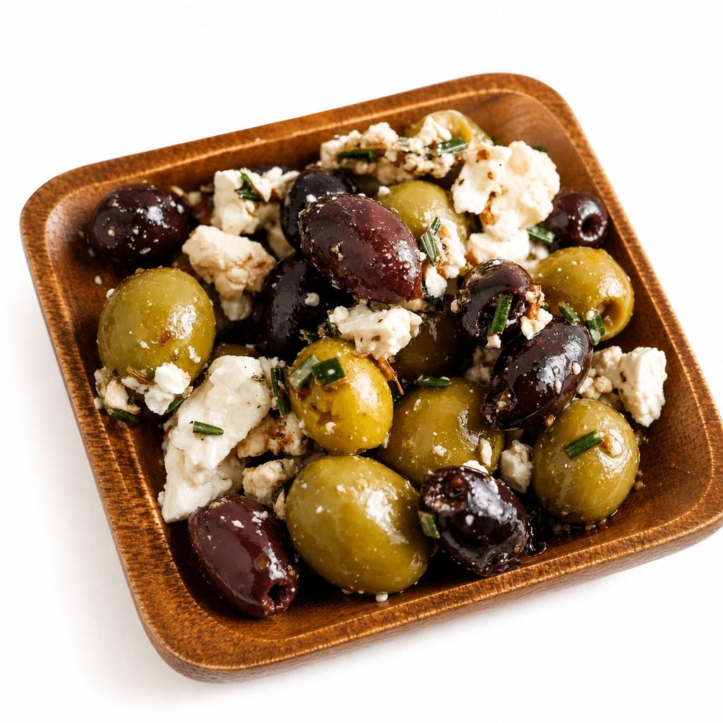 Mixed Olives with Feta.