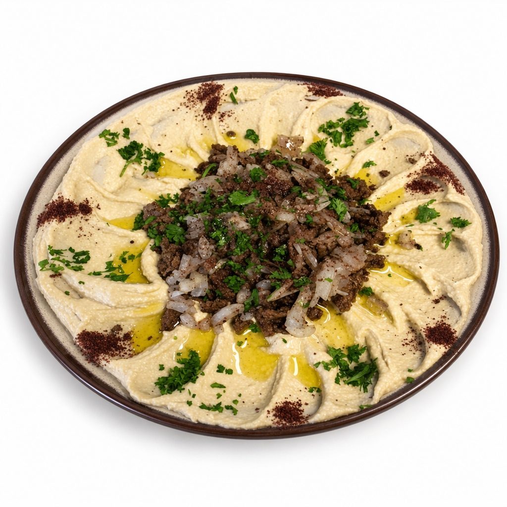 Hummus with Lamb and Beef or Chicken.