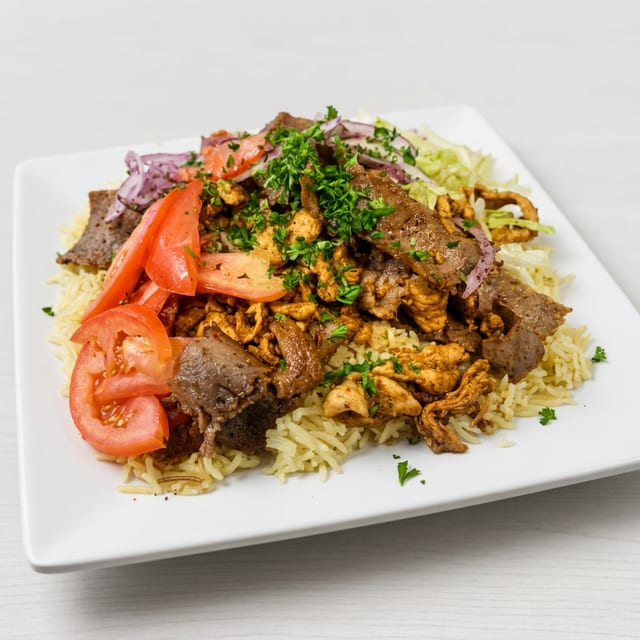 Lamb and Beef or Chicken over Rice.