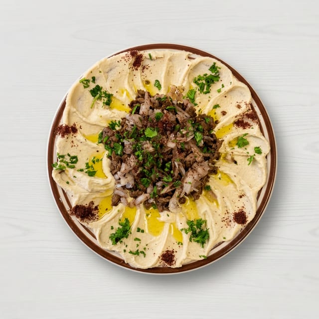 Hummus with Lamb and Beef or Chicken.